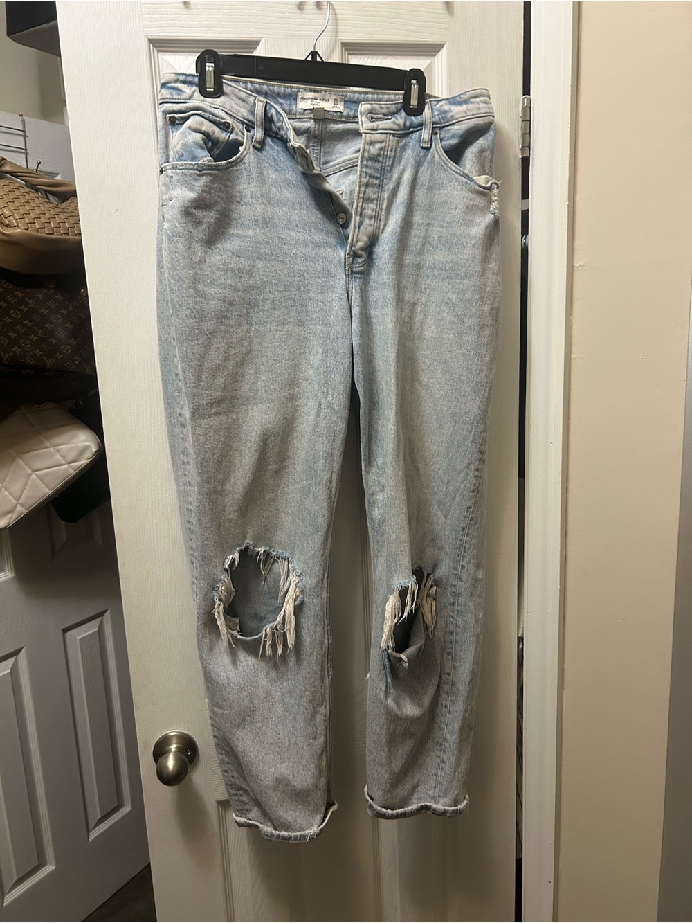 Abercrombie & Fitch Light Blue Distressed Boyfriend Jeans